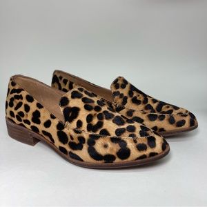 MADEWELL The Frances Pointed Toe Loafer in Leopard Calf Hair